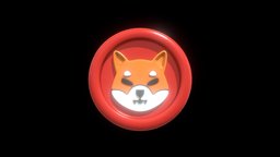 Shiba Inu or SHIB Red coin with cartoon style