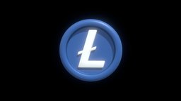 Litecoin or LTC Blue coin with cartoon style