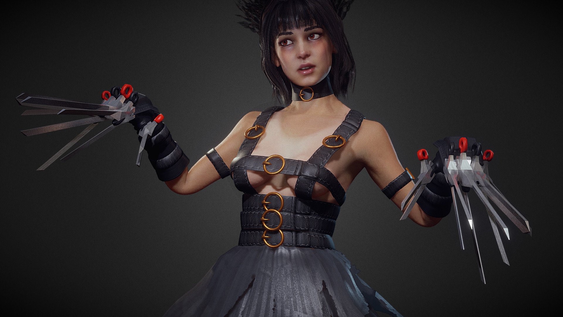 Goth Scissors Girl 3d model