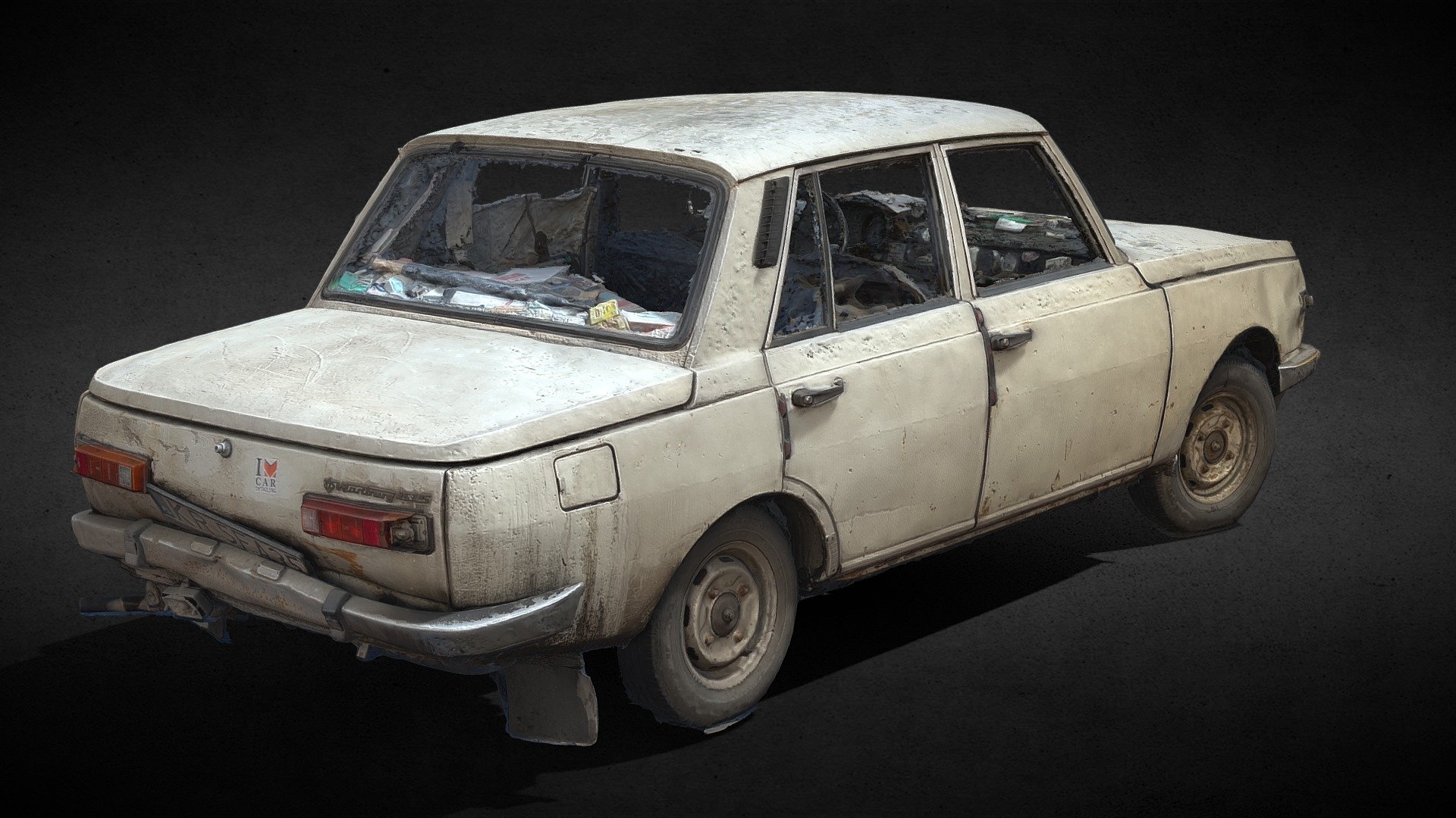 abandoned car Wartburg oldschool photoscan 3d model