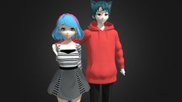 Anime Characters Game-Ready Low-poly 3D model