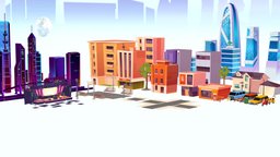 LOWPOLY CITY STREET PACK BUILDINGS STYLIZED