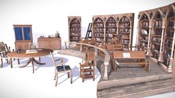 Medieval Library Model Pack low-poly 3D Model