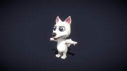 Cartoon White Wolf Rigged 3D Model