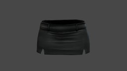 Front Slits Female Mini Skirt With Belt