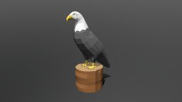 Low Poly Cartoon Bald Eagle
