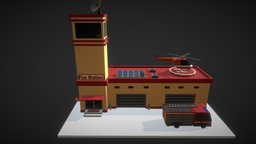Low Poly Fire Station