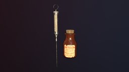 Old metal syringe/Bottle of  ̶h̶e̶r̶o̶i̶n̶
