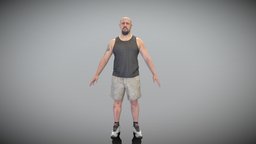 Athletic bald man in A-pose 381