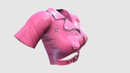 Female Pink Leather Crop Jacket